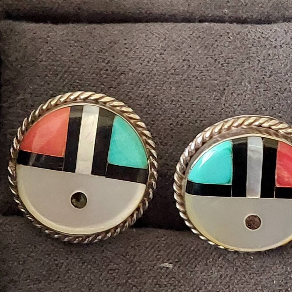 Vintage Zuni Sun God Earrings